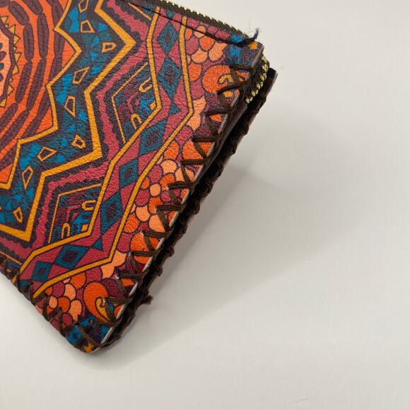 2/$30‎ Ole Mandala Boho Tribal Wristlet Wallet Orange Geometric Hippie NWT - Picture 5 of 7